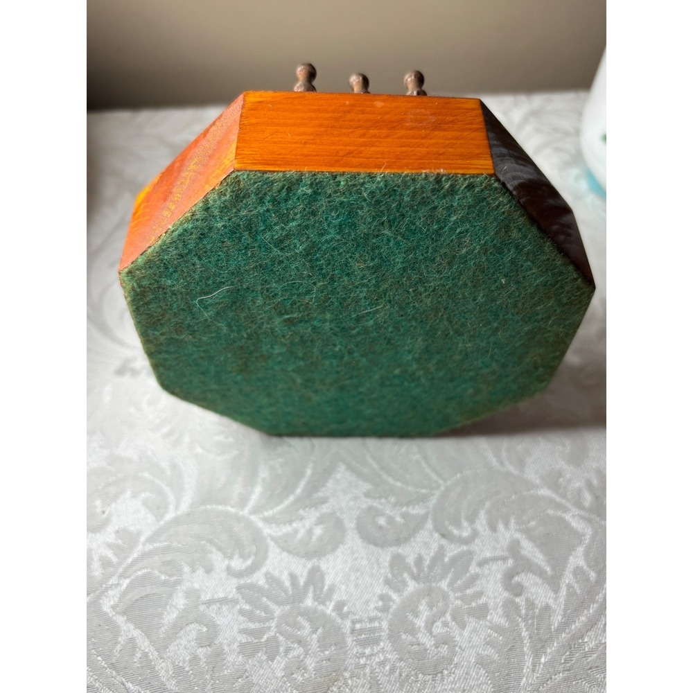 Handmade Wooden Octagon Peg Solitaire Game Rustic Metal Pins Folk Art Vintage - Picture 7 of 7